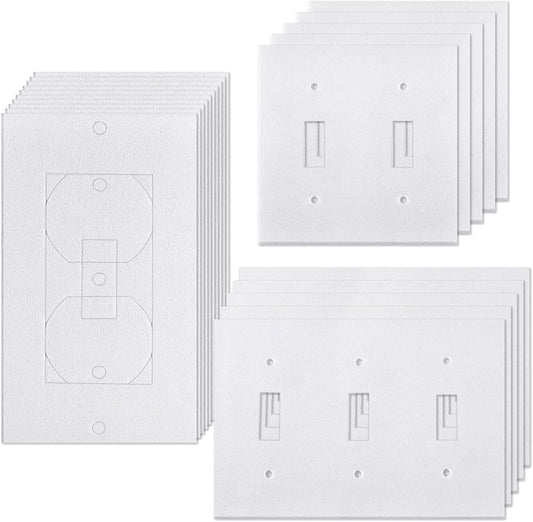 30 Pieces Wall Plate Insulation Gasket Wall Gasket Replacement Outlet Insulation Pads White Weatherproof Insulating Foam Switch Sealer for Outlets One Double Triple Gang Switches