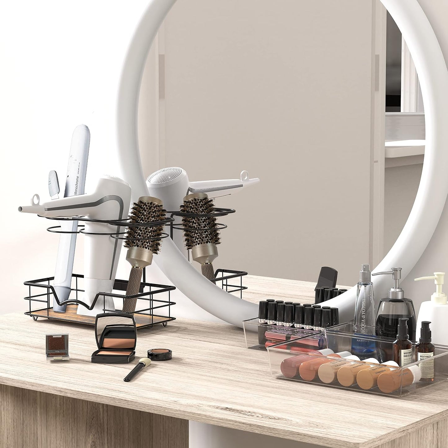 Simple Houseware Countertop Hair Tools Organizer, Walnut