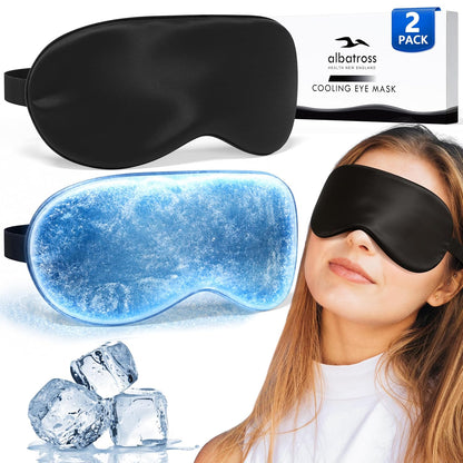 2 Pack Cooling Eye Mask for Puffy Eyes, Migraine Relief, Black & Black