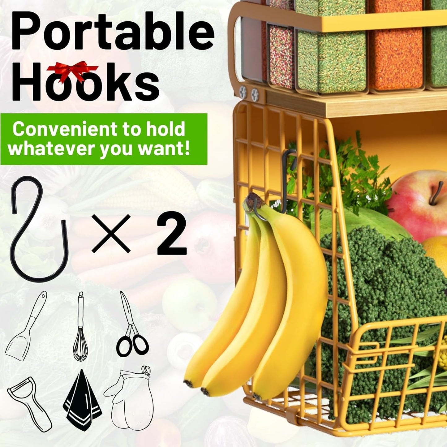 Magnetic Shelf for Fridge with Wood Lid, Fruit Potato and Onion Storage Bins, Pantry Organizers & Storage, Large Container Magnetic Spice Rack for Refrigerator, Kitchen Counter, Cabinet | Strong magnet holds 50lbs, ventilated bin for produce, versatile