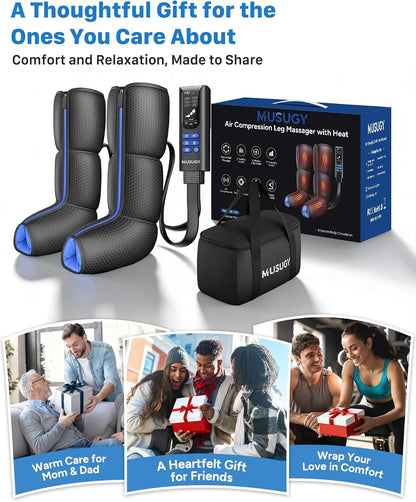 Air Compression Leg Massager with Heat for Foot & Calf Fast Recovery