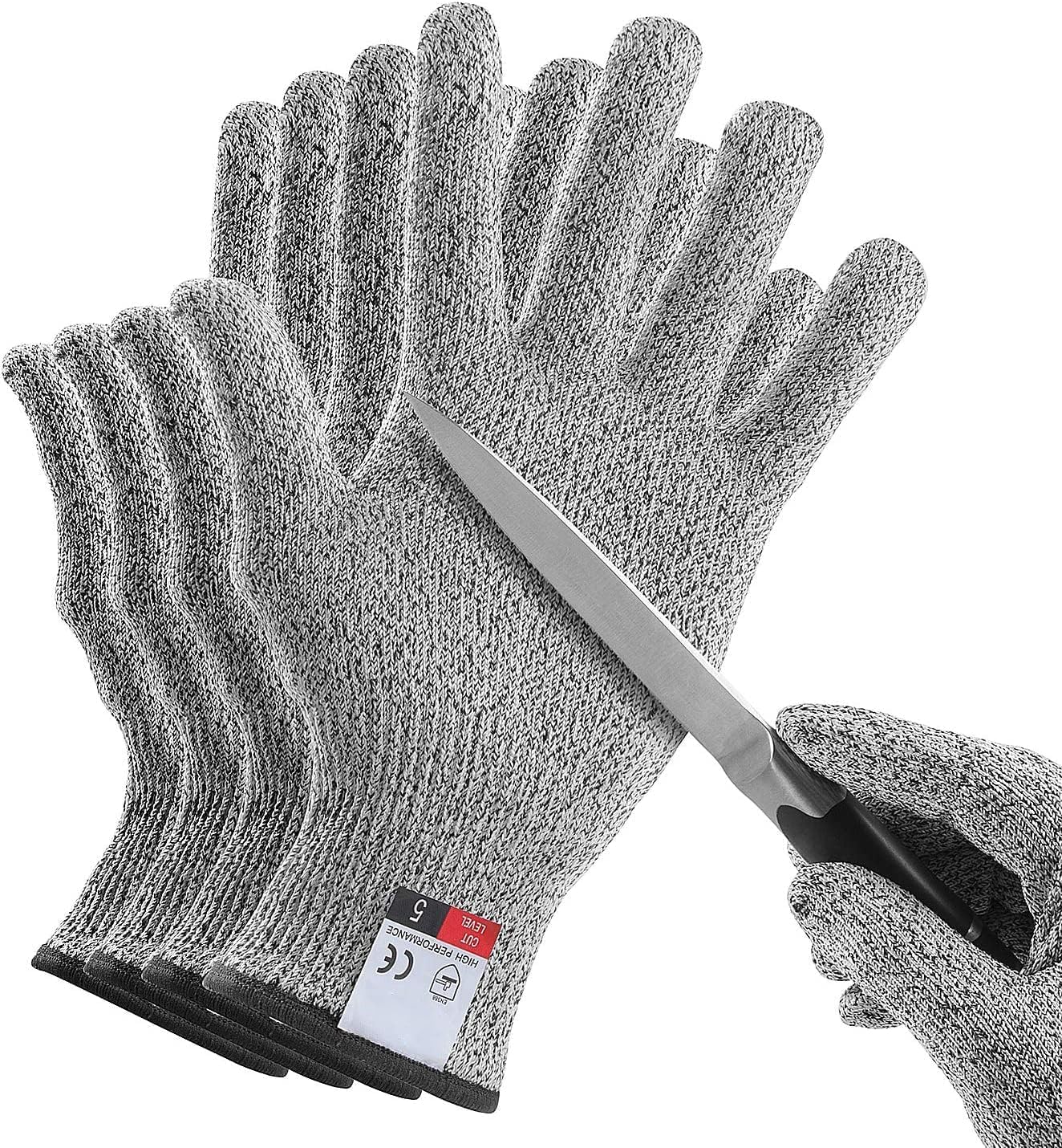 4 PCS (M+L) Cut Resistant Gloves Level 5 Protection for Kitchen, Upgrade Safety Anti Cutting Gloves for Meat Cutting, Wood Carving, Mandolin Slicing and More(Large+Medium)