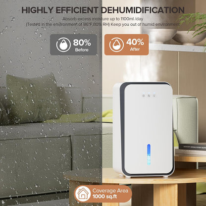 1000 sq.ft Dehumidifier for Home, Dehumidifiers for Basement, Bathroom, Bedroom with Auto Shut Off and Drain Hose, Built-in Aromatherapy Diffuser, 7 Colors LED Light