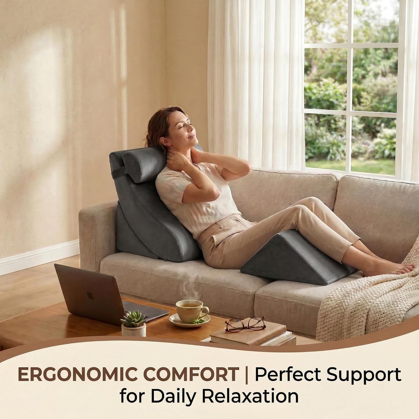 Axelrod Orthopedic Bed Wedge Pillow Set, Post Surgery Foam for Back, Neck and Leg Pain Relief Comfortable & Adjustable Ortho Pillows- Anti Snoring, Heartburn, Acid Reflux & GERD Sleeping Navy