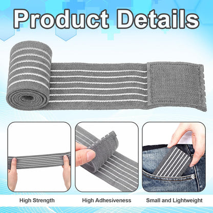 Geiserailie Ice Pack Strap Stretchable, 4 Size Elastic Reusable Ice Belt Extender, Adjustable Hook and Loop Extension Straps Add Length to Most Hot Cold Therapy (4 Pcs,Blue)