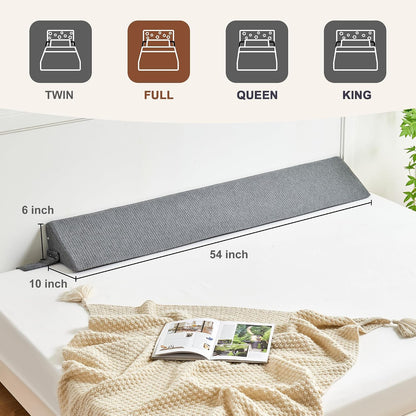 IFNOW Queen Size(60"x6"x10") Bed Wedge Pillow for Headboard, Mattress Gap Filler(0-8"), Bed Wedge for Gap Between Your Headboard and Mattress Dark Grey | High-Density Foam,Fills 0-8"Mattress Gap,Prevents Pillow & Items Falling,Works with Headboard or