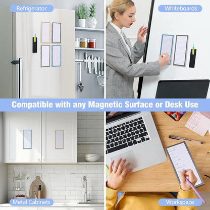 Thboxes 4 Pack Magnetic Note Pad for Fridge with Pen Holder, Totally 200 Sheets Grocery List Magnet Pad for Refrigerator Magnetic Shopping List Pad（Fruit Design） | Full-Back Magnet, 80Gsm FSC-certified Paper, School Office Home Supplies Grocery List