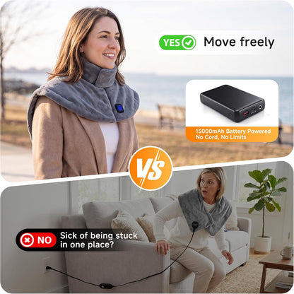 Portable Cordless Heating Pad for Neck and Shoulders Back, 15000mAh Battery