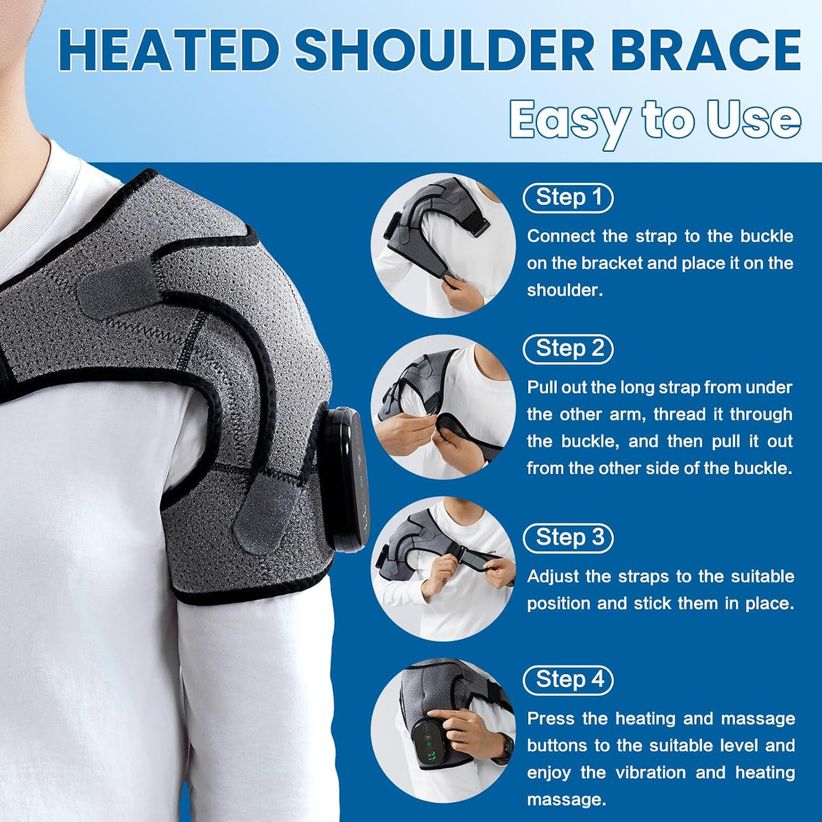 Shoulder Heating Pad with Massager,Rotator Cuff Shoulder Pain Relief,Black