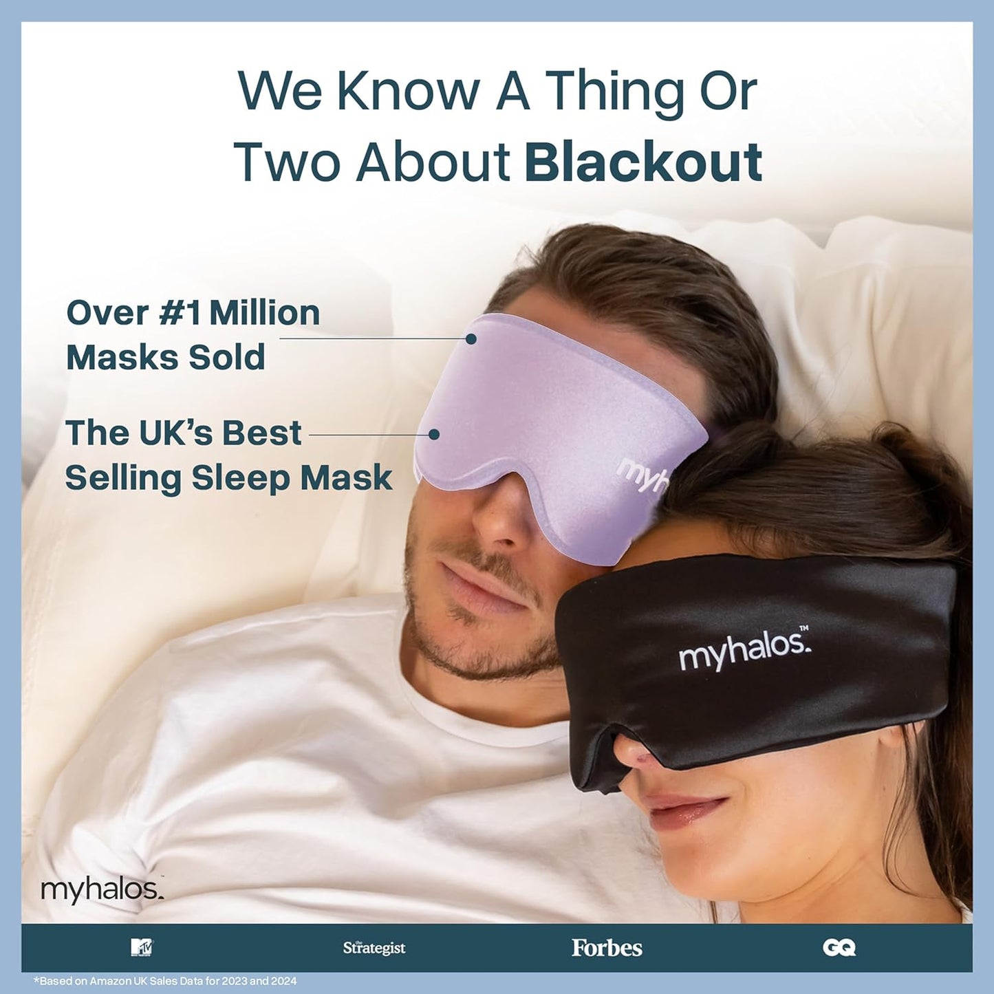 MyHalos® Sleep Mask – 3D Blackout Eye Mask for Women & Men, Side Sleepers, Zero Pressure Memory Foam Eyelash Friendly, Breathable,Award-Winning Sleep Aid for Travel (Black, 1 Count (Pack of 2))