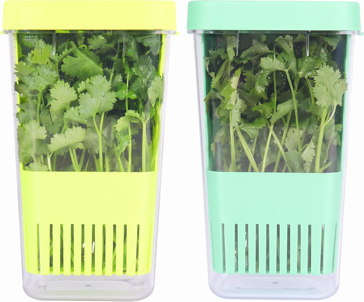 LUVCOSY 3 Pack Herb Keeper, BPA-Free Plastic Herb Saver with an Inner Basket for Cilantro, Mint, Parsley, and Asparagus, Keeps Fresh Herbs for 3 Times Longer