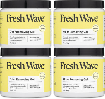 Fresh Wave Original Odor Eliminator Gel 3-Pk 7 oz - Air Freshener for Home | Plant-based essential oils. Lasts 15-30 days per jar. No plug-in needed. Pet-safe, closet and bathroom deoderizer.