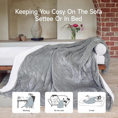 GOTCOZY Heated Blanket-Soft Plush Electric Blanket 50"X60"(Grey)