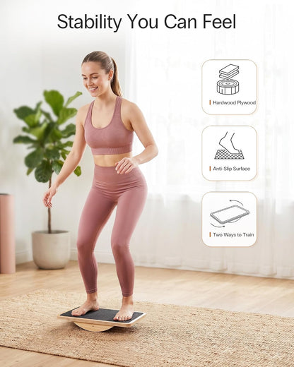 StrongTek Wooden Balance Board, Basic Rocker or Advanced 360° Wobble | Beginner-to-Advanced Options, Non-Slip Surface, Ankle Rehab, Physical Therapy, Core Stability and Balance Training