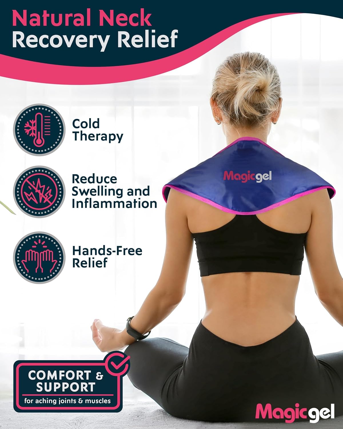 Magic Gel Neck Cooling Tube - Cooling Neck Ring - Reusable Ice Ring Wraps - Necks, Face Ice Coolers - Frozen Cool Wraps, Tubes for Summer Heat, Extremely Hot Weather - 2 Pack, B&W