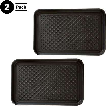 Stalwart All-Weather Outdoor or Indoor Boot Tray, Black | Weather-Resistant Hard Plastic Shoe Mat with Raised Edge for Deck, Patio, or Entryway Decor
