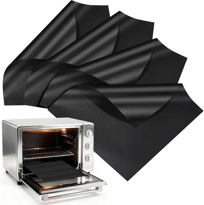 4 Pack Oven Liners for Bottom of Toaster Oven, Reusable Non-Stick | 11.6" x 11.6" Trim-to-Fit Air Fryer Toaster Oven Liner, Compatible with Ninja, Breville, Cosori, Cuisinart & Most Ovens