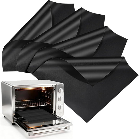 4 Pack Oven Liners for Bottom of Toaster Oven, Reusable Non-Stick | 11.6" x 11.6" Trim-to-Fit Air Fryer Toaster Oven Liner, Compatible with Ninja, Breville, Cosori, Cuisinart & Most Ovens