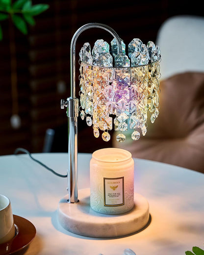 Candle Warmer Lamp with Timer Dimmer Adjustable Height Candle Warmer with Marble Base for Jar Candles,Candle Lamp with 3 Bulbs for New Home Decor, Women Mom Christmas Birthday Gifts, French Gold