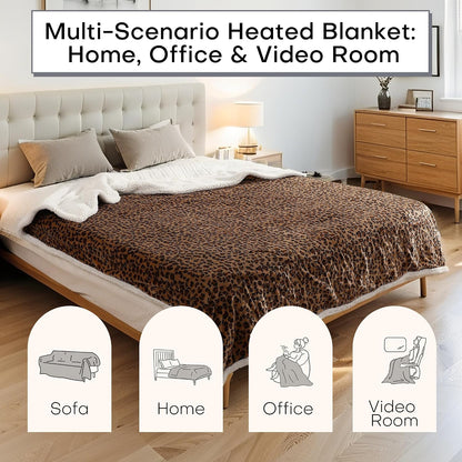 Electric Heated Blanket Full Size 72"x84" – Light Gray | ETL for Safe Overnight, 4 Heat Settings & 10H Auto Off, Dual-Sided Microplush Sherpa for Home Night, Machine washable