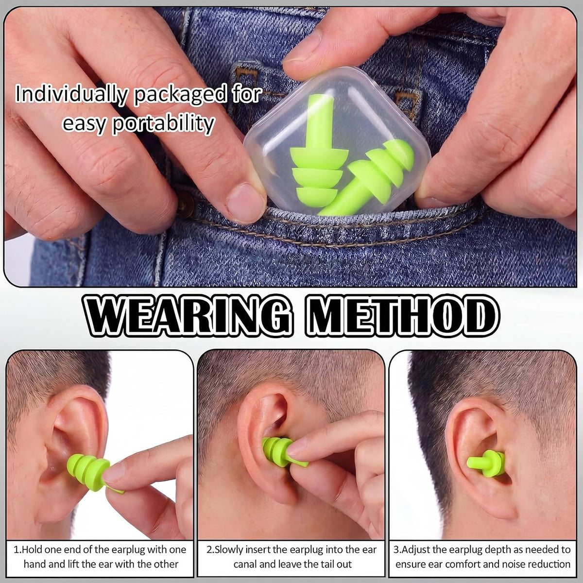 24 Pairs Black Ear Plugs Bulk NRR 29dB Reusable Silicone Ear Plugs with Plastic Cases Soft Foam Plug for Sleeping Noise Cancelling Concerts Shooting Swimming Noise Reduction
