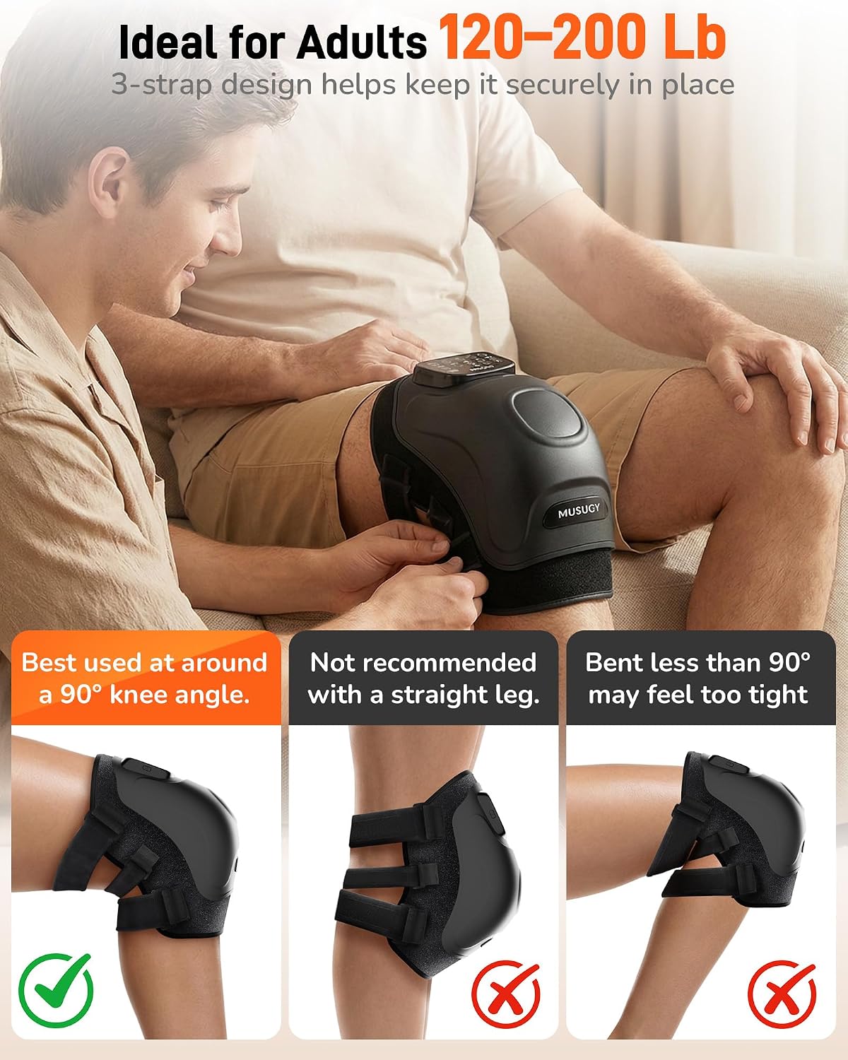 Knee Massager with Heat and Red Light Therapy : 4-in-1 Compression Massage with 14 Chambers & Vibration for Pain Relief, Cordless Home Office Use for Seniors and Active Adults, 5000mAh