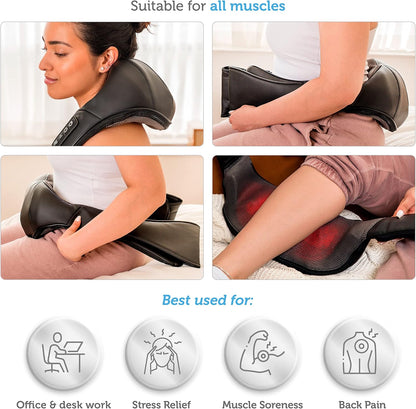 COMFIER Shiatsu Neck and Shoulder Massager with Heat,White Elephant Gifts for Adults,4D Deep Kneading Massage Pillow with Heat, Back Massager, Pillow Massage,Jet Black