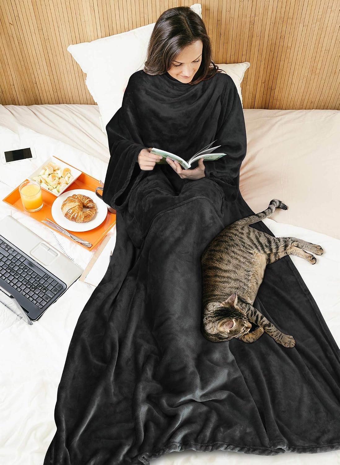 Solaris Wearable Blanket with Sleeves for Adults, Softness Comfort Warmth Fleece Gift for Women Men, Snuggy Body Throw TV Blanket for Home Office Lounge, Gift for Your Lover