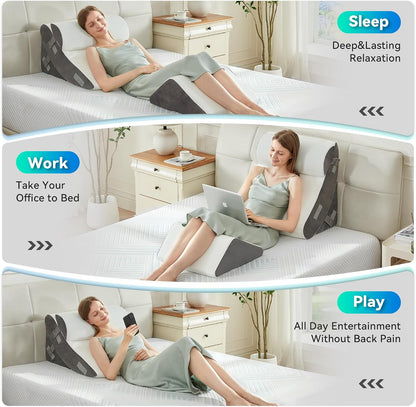 4PCS Bed Wedge Pillow Post Surgery, Orthopedic Sleeping Wedge Pillow Set for Back, Neck and Leg Pain Relief, Acid Reflux, GERD, Memory Foam Support Pillows for After Surgery, Grey