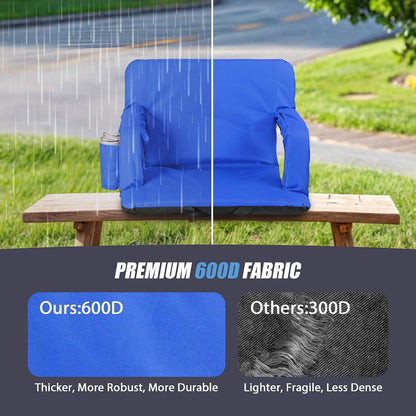 20.5"/25" Wide Stadium Seat for Bleachers w/Back Support Padded Cushion Portable Reclining Bleacher Seats Camping Stadium Chair Waterproof