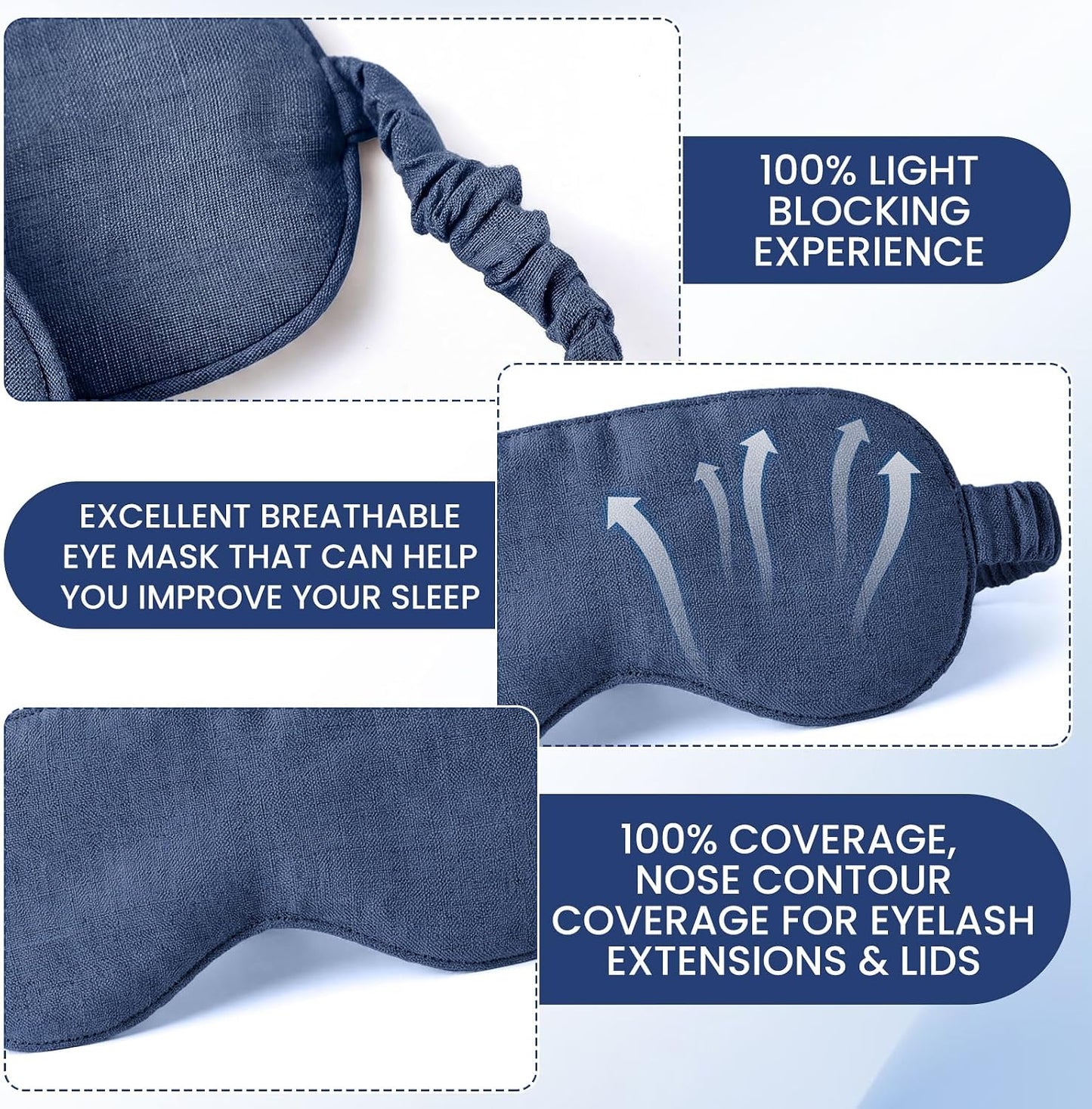 2 Set Pure Linen Sleep Mask Organic Cotton Eye Cover Gift,Linen