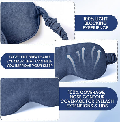 2 Set Pure Linen Sleep Mask Organic Cotton Eye Cover Gift,Linen