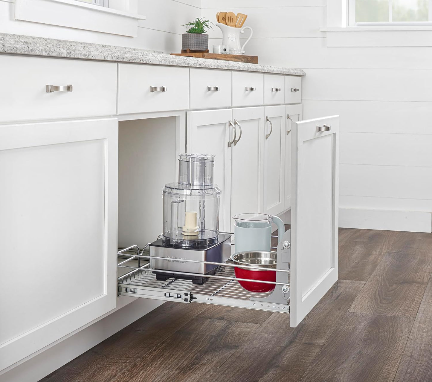Rev-A-Shelf Pullout Organizer for Cabinets, Min Opening Width of 18" | STwo-Tier Steel Shelf for Kitchen or Vanity Cabinet Organization, Heavy Gauge Wire Slide Out Storage Basket, 5WB2-1822CR-1
