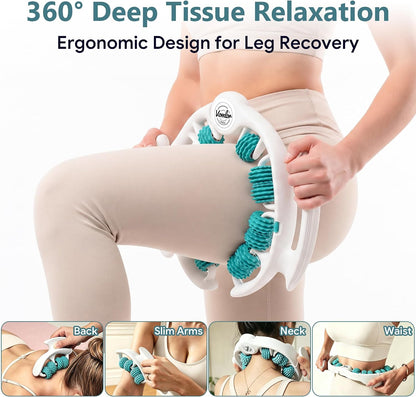 Cellulite Massage Tool - Lymphatic Drainage Tool for Deep Tissue Fascia Massage - Muscle Roller for Legs & Buttocks, Anti-Cellulite Massager for Body Contouring and Skin Smoothing.