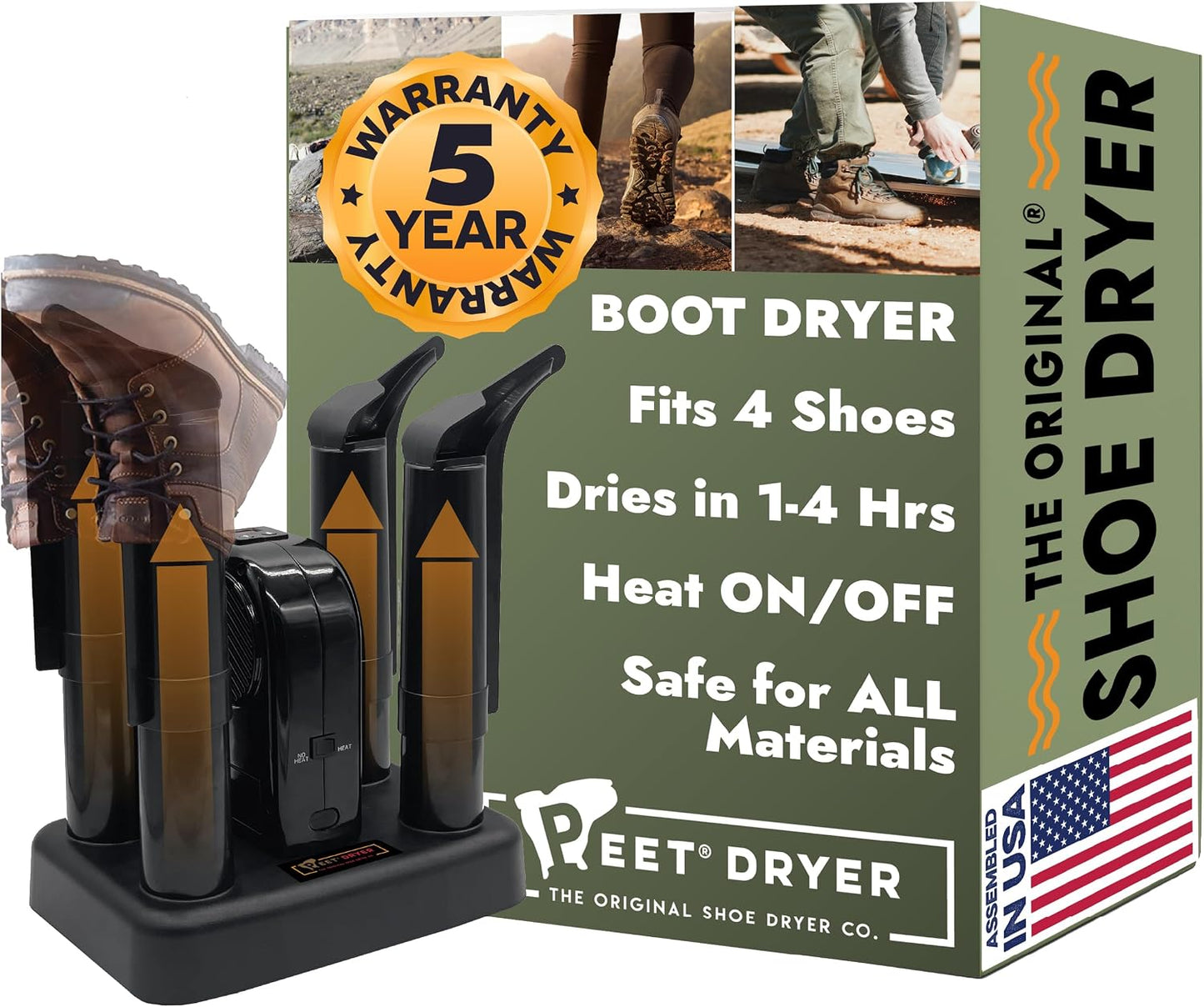 PEET, Advantage Plus 4-Shoe Electric Shoe and Boot Dryer with Fan & Heat Settings, Made in the USA
