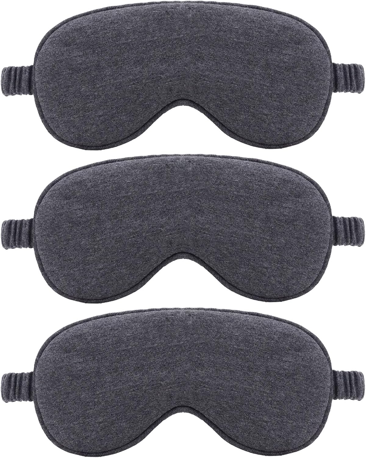 3 Packs Cotton Sleep Eye Masks Effective Light Blocking Soft Blindfold for Men Women with No-Pressure Elastic Strap