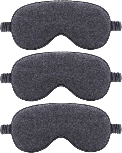 3 Packs Cotton Sleep Eye Masks Effective Light Blocking Soft Blindfold for Men Women with No-Pressure Elastic Strap