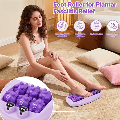 Meifuly Double Foot Massage Roller for Plantar Fasciitis, Portable Dual Foot Roller Tool for Home Use(Purple)