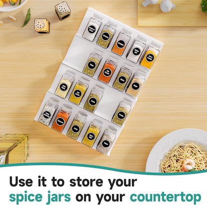 MIUKAA Clear Acrylic Spice Drawer Organizer, 4 Tier Seasoning Jars Drawers Insert, Kitchen Spice Rack Tray for Drawer/Countertop (Jars not included)