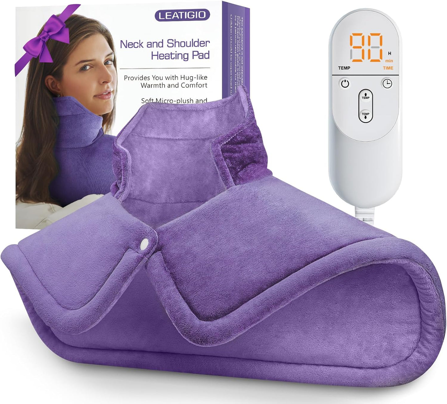 Heating Pad for Neck Shoulders Back, Upgraded PTC+NTC Even Heating, Versatile Electric Heated Neck Wrap for Full-Body Relax, Birthday Gifts for Women Men Mom Dad Wife Husband, ETL Safety Certified