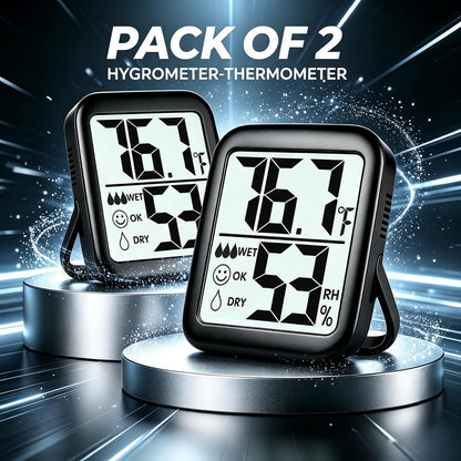 2 Pack Room Thermometer Indoor Hygrometer | Monitor Temperature & Humidity, Accurate, Fast Read, Easy To View, Magnetic/Kickstand/Hanging, ℉/℃, w/ Battery, Compact