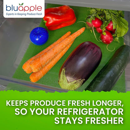 Bluapple FreshMats Fridge Bin Liners, Green, 12x15, Set of 4 Mats