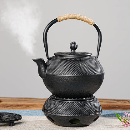 Sungmor Black Cast Iron Teapot Warmer - Base with Candle Holder | Heat Retaining Stand for Tetsubin or Glass & Ceramic Teapots