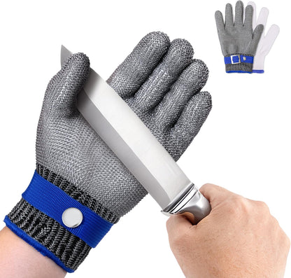 ANSI A9 Cut Resistant Glove, Food Grade Stainless Steel Mesh Metal Glove, Suitable for Mandoline, Kitchen Cooking,Butcher Meat Cutting and Oyster Shucking(Large Size)