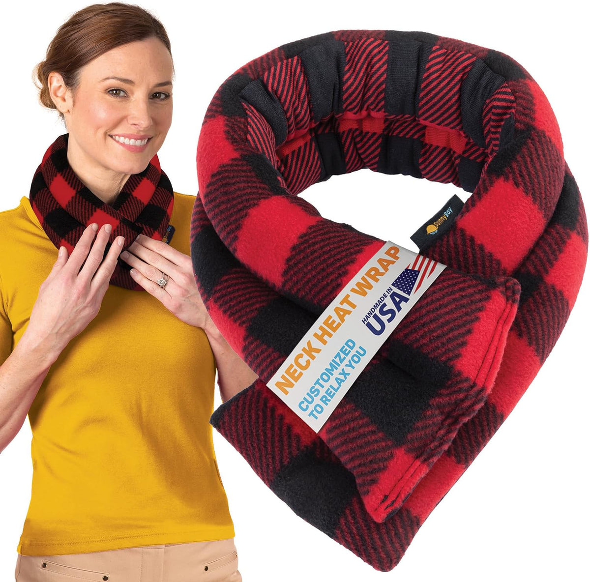 SunnyBay Microwavable Heating Pads, Microwavable Moist Heated Neck and Shoulder Wrap, Versatile Weighted Beanbag Cold Pack or Warm Compress, 2.2 lbs, 26x4 Inches, Navy Blue
