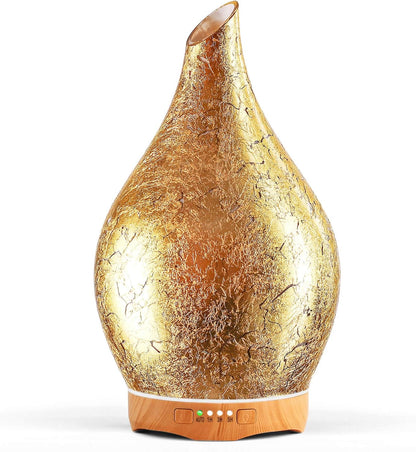 Porseme Essential Oil Diffuser 280ml Handmade Glass Diffuser 7H Runtime | Elegant Handmade Glass Aroma Diffuser with 7-color LEDs, Quiet Aromatherapy and Safe Auto Shut-off, Perfect for Gifts