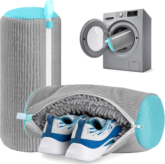 Shoe Washing Machine Bag Laundry Shoe Bag for Washer and Dryer Reusable 2pc Shoe Cleaning Bags for Sneakers 360° Deep Cleaning Machine for All Shoes Types Tennis With Self-locking Zipper