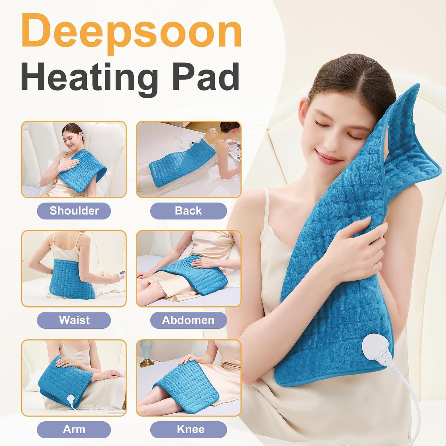 Heating Pad,Heated Blanket,Heating Pad for Back Neck,Grey,24x12 Inch | Electric Heating Pad,Dry/Moist Heat Heating Pads,Heating Pads for Shoulder,Abdomen,Heat Pad for Women Men,Birthday Gift
