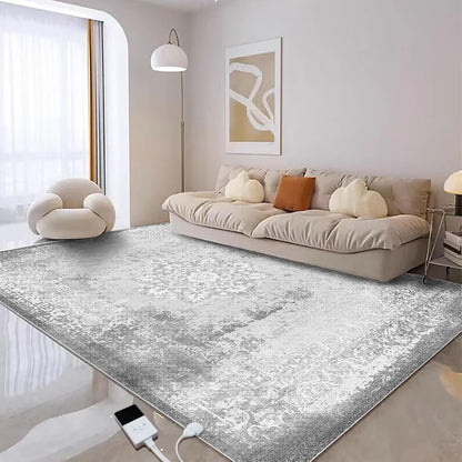 Electric Heated Carpet 35x55in Soft Plush Heating Rug 450W CX | Instant Warmth in 30s, 60 Heat Levels 12h Timer, Energy Efficient Safety Protection Ideal for Home Office Playroom 120V