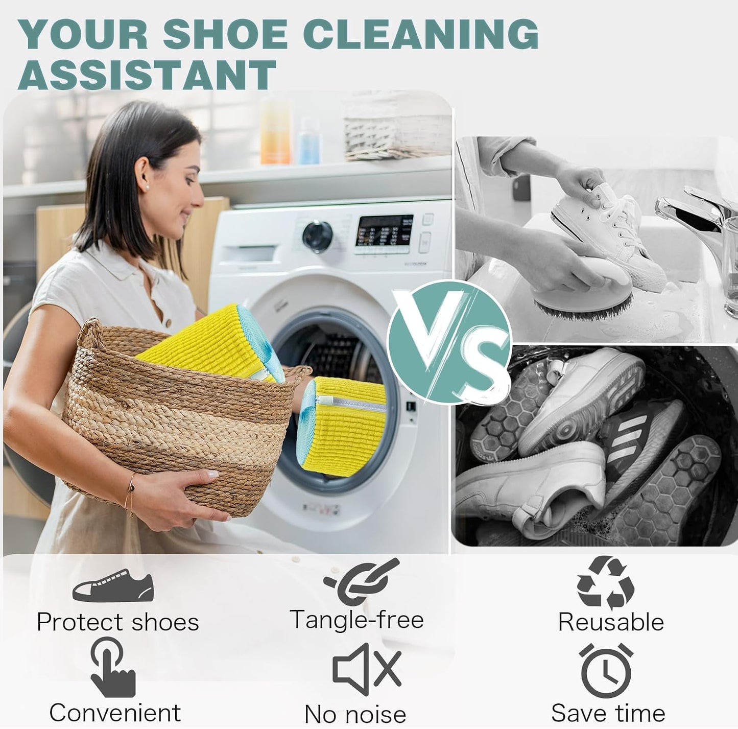 Shoe Washing Machine Bag,Laundry Shoe Bag for Washer and Dryer,Reusable Shoe Cleaning Bag for Sneakers,Tennis Shoes,With Self-locking Zipper, Microfiber Inside,Include Shoe Bag (Pro Grey - 1 Pack)